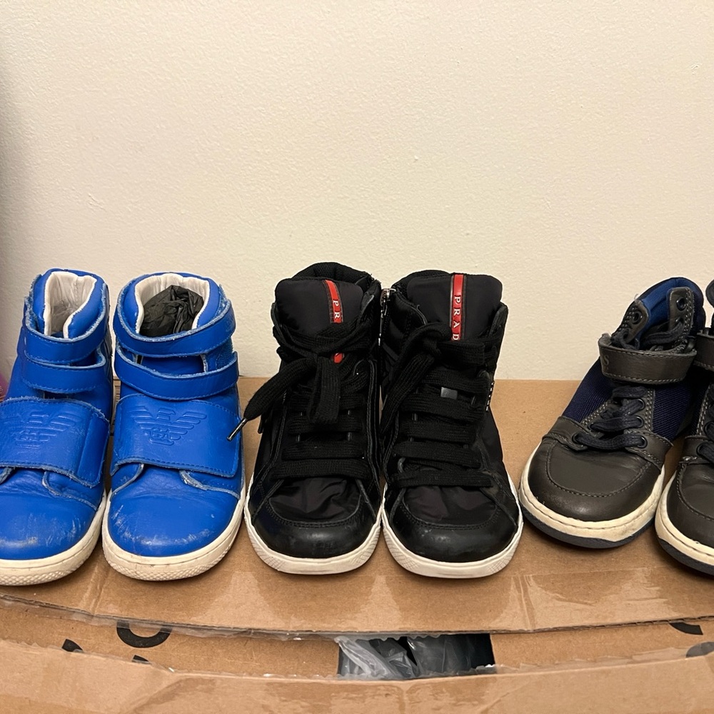Kids' Black and Blue High-Top Sneakers